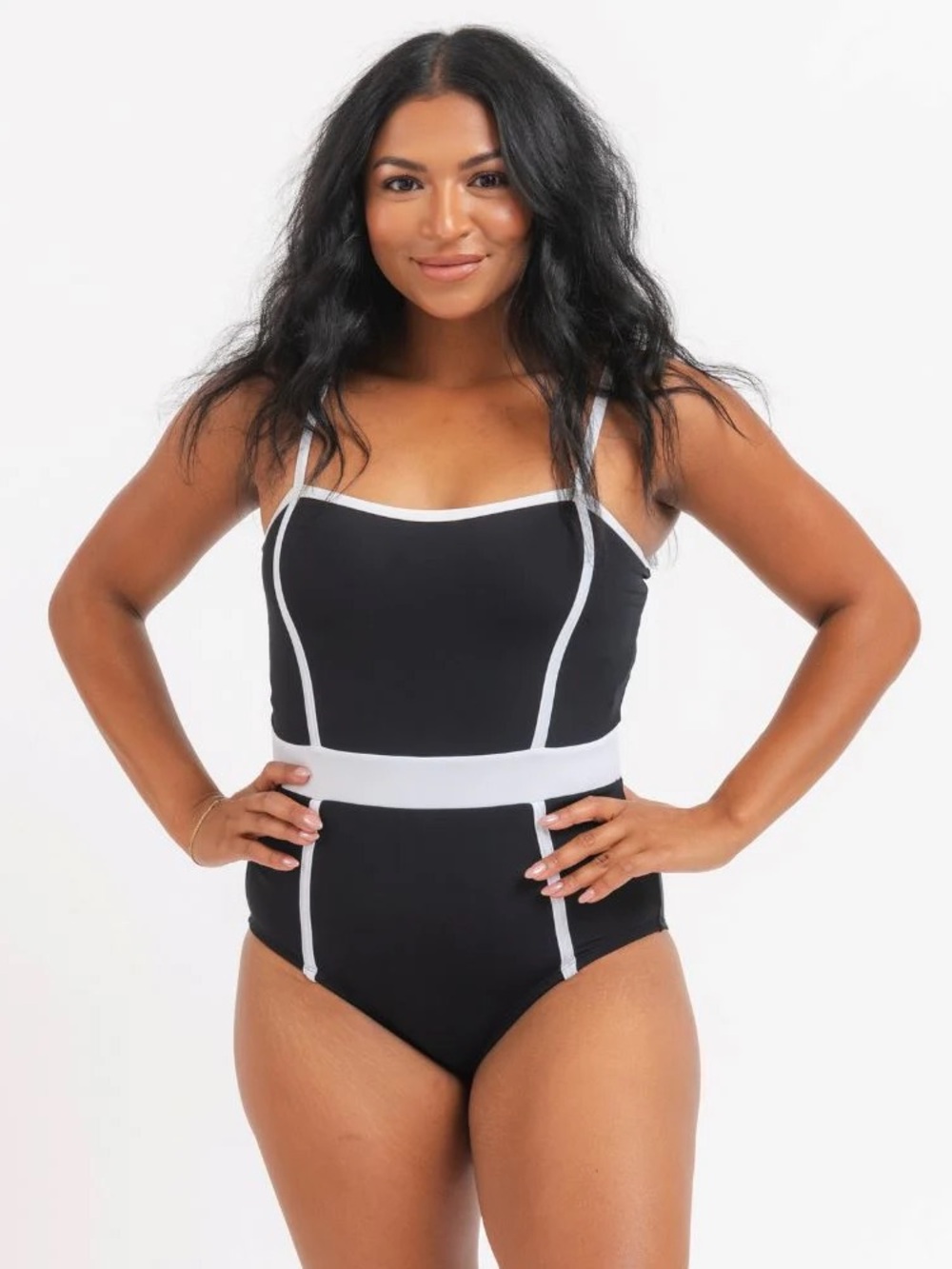 Black & White Contrast One-Piece Swimsuit - Women's Swim